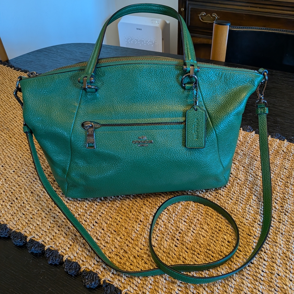 Coach Elise Green Leather Tote Bag